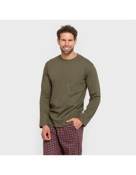 Pigiama lungo uomo cotone Gladiolo verde militare