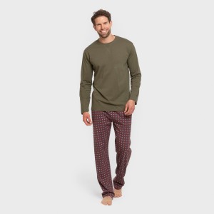 Pigiama lungo uomo cotone Gladiolo verde militare 2