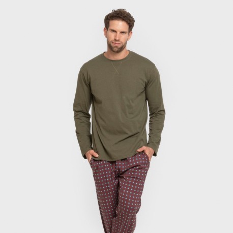 Pigiama lungo uomo cotone Gladiolo verde militare