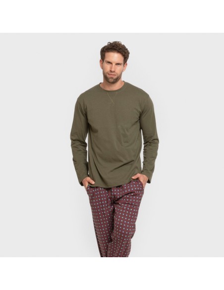 Pigiama lungo uomo cotone Gladiolo verde militare