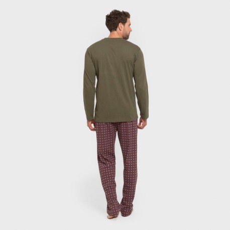 Pigiama lungo uomo cotone Gladiolo verde militare