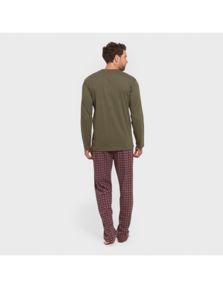 Pigiama lungo uomo cotone Gladiolo verde militare