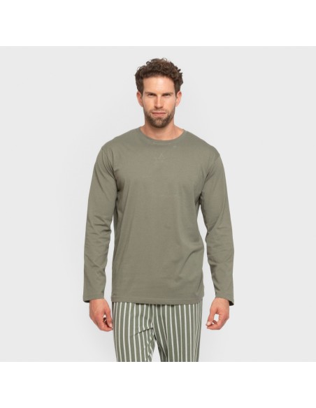 Pigiama lungo uomo cotone Raya Albert verde militare
