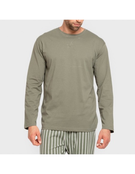 Pigiama lungo uomo cotone Raya Albert verde militare