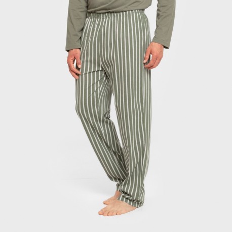 Pigiama lungo uomo cotone Raya Albert verde militare