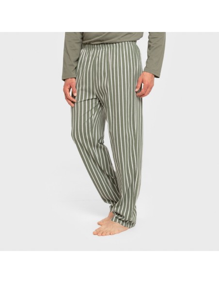 Pigiama lungo uomo cotone Raya Albert verde militare