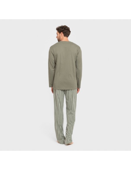 Pigiama lungo uomo cotone Raya Albert verde militare