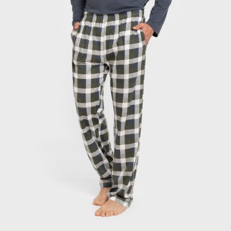 Pigiama lungo uomo cotone Cuadro Ferni blu navy