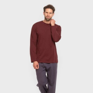 Pigiama lungo uomo cotone Harry bordeaux 2