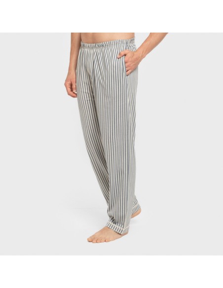 Pigiama lungo giacca cotone uomo Raya Ceballos indaco