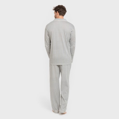 Pigiama lungo giacca cotone uomo Raya Ceballos indaco