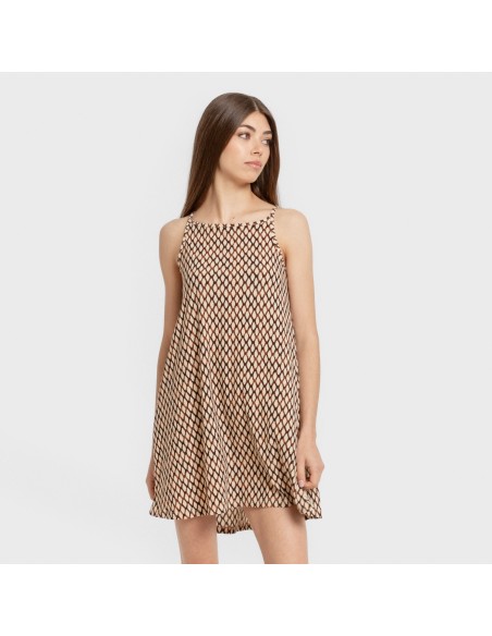 Vestito corto con spalline crêpe Orlando marrone Vestito corto con spalline crêpe Orlando marrone