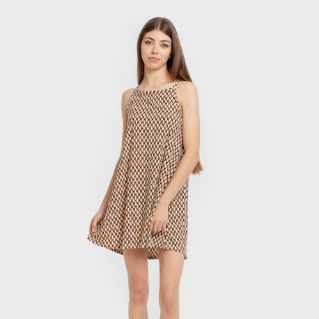 Vestito corto con spalline crêpe Orlando marrone