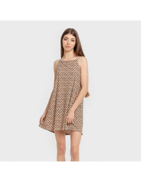 Vestito corto con spalline crêpe Orlando marrone Vestito corto con spalline crêpe Orlando marrone