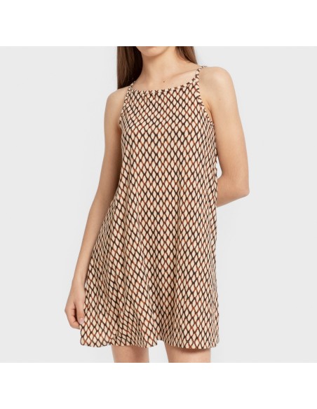 Vestito corto con spalline crêpe Orlando marrone Vestito corto con spalline crêpe Orlando marrone