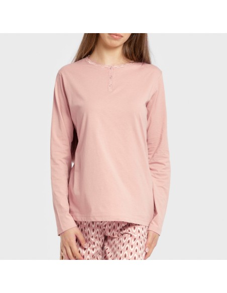 Pigiama lungo cotone Tana rosa keike