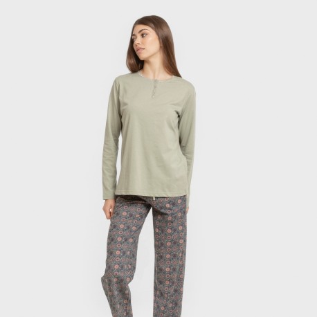 Pigiama lungo cotone Gabi verde chiaro