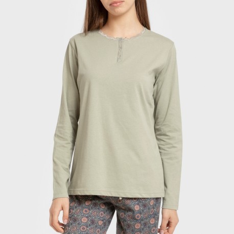 Pigiama lungo cotone Gabi verde chiaro