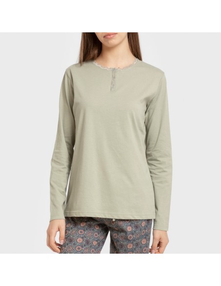 Pigiama lungo cotone Gabi verde chiaro