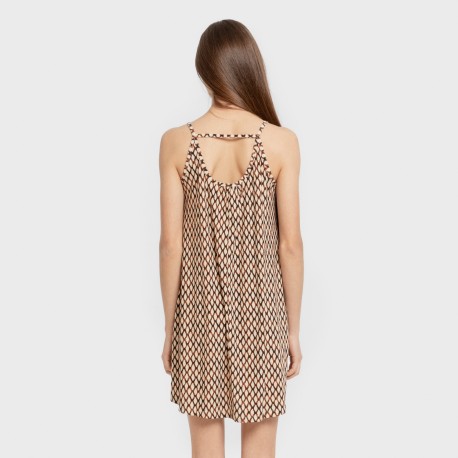 Vestito corto con spalline crêpe Orlando marrone