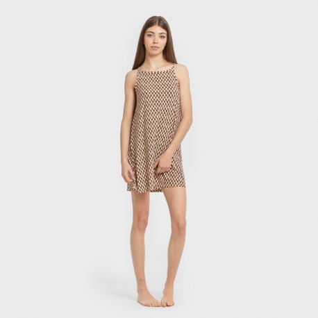 Vestito corto con spalline crêpe Orlando marrone