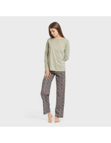 Pigiama lungo cotone Gabi verde chiaro