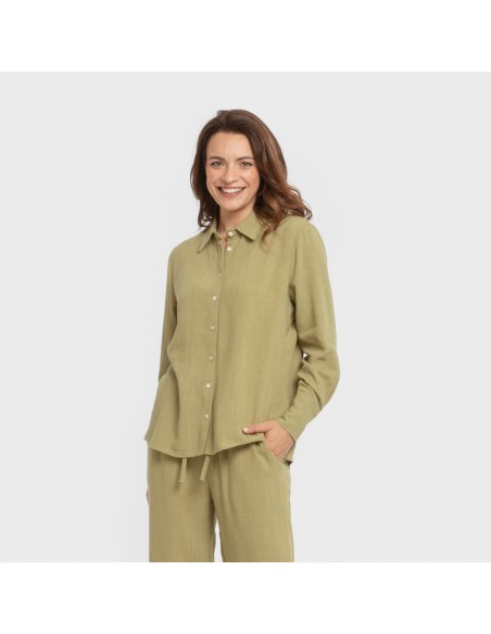 Camicia da donna in lino tinta unita