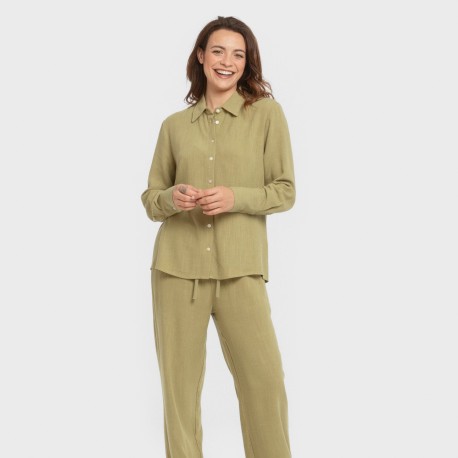 Camicia da donna in lino tinta unita