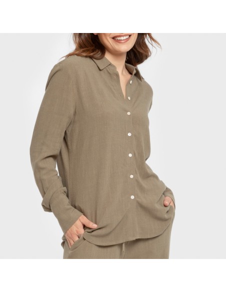 Camicia da donna in lino tinta unita