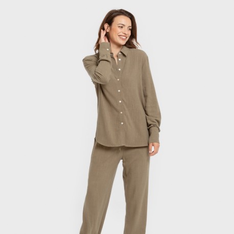 Camicia da donna in lino tinta unita