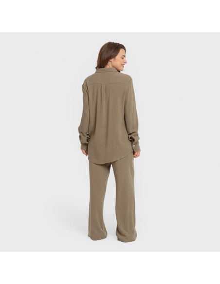 Camicia da donna in lino tinta unita