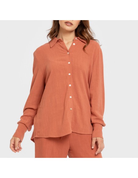 Camicia da donna in lino tinta unita