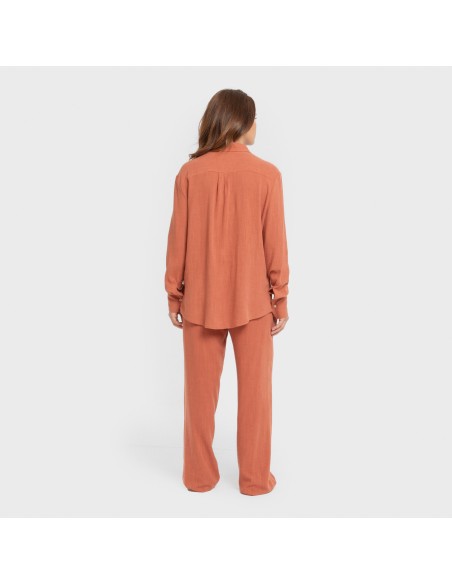 Camicia da donna in lino tinta unita