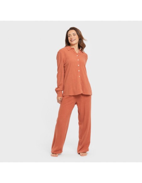 Camicia da donna in lino tinta unita