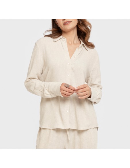 Camicia da donna in lino tinta unita