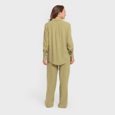 Pantalone lungo da donna in lino tinta unita