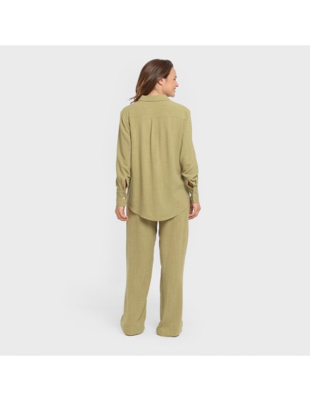 Pantalone lungo da donna in lino tinta unita