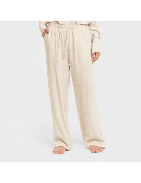 Pantalone lungo da donna in lino tinta unita