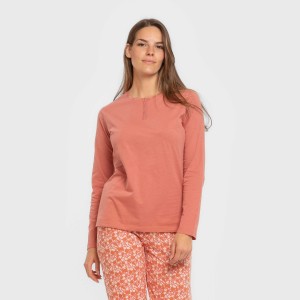 Pigiama lungo cotone Mesalia marsala