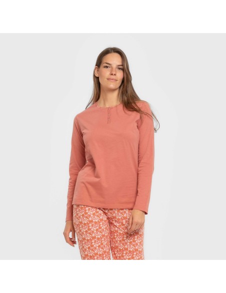 Pigiama lungo cotone Mesalia marsala