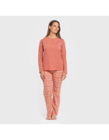 Pigiama lungo cotone Mesalia marsala