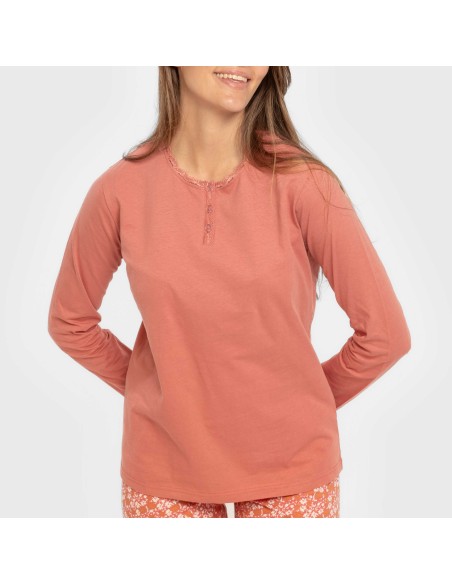 Pigiama lungo cotone Mesalia marsala