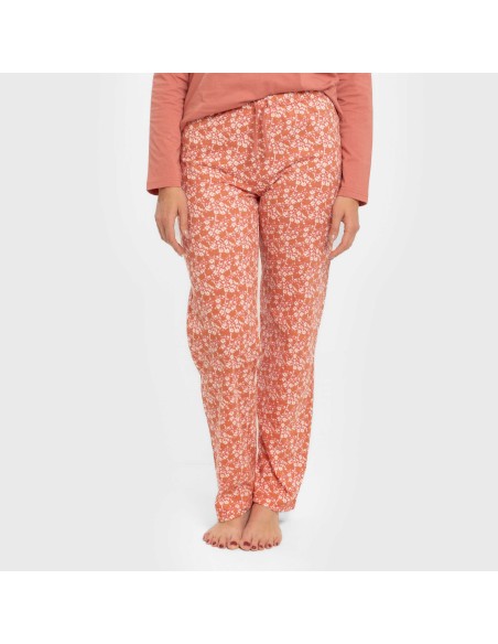 Pigiama lungo cotone Mesalia marsala