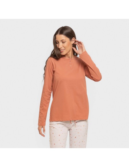 Pigiama lungo cotone Condy ocra - rame