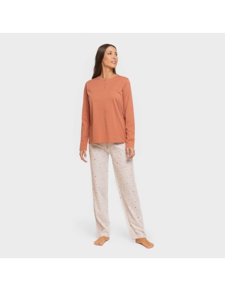 Pigiama lungo cotone Condy ocra - rame