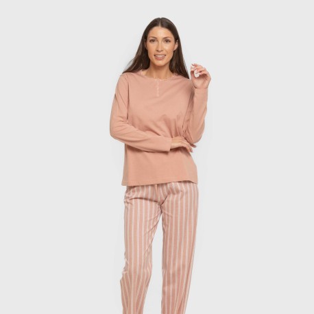 Pigiama lungo cotone Raya Marsella rosa keike