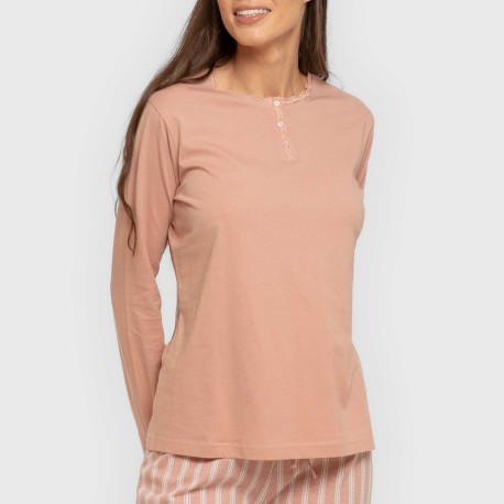 Pigiama lungo cotone Raya Marsella rosa keike