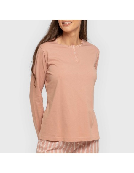 Pigiama lungo cotone Raya Marsella rosa keike