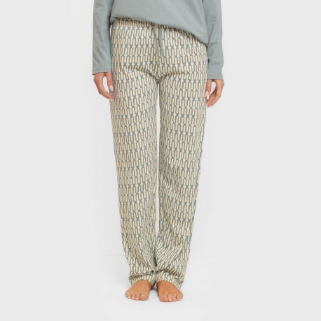 Pigiama lungo cotone Eucalipto celeste