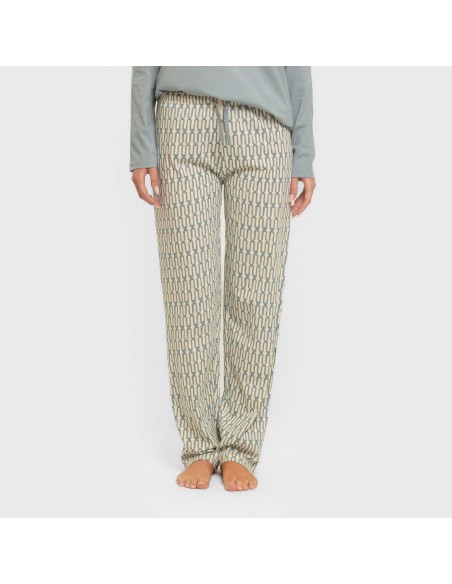 Pigiama lungo cotone Eucalipto celeste